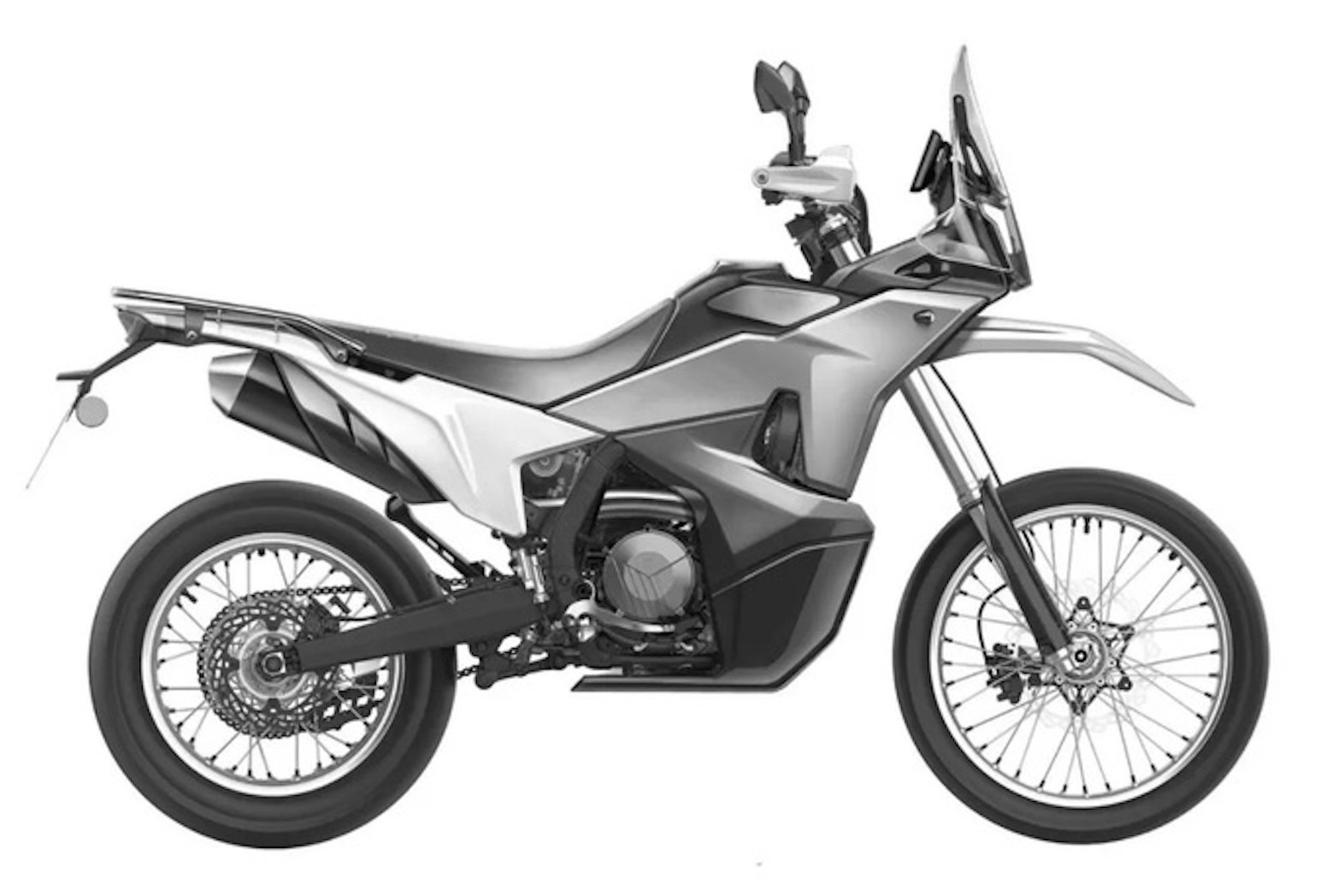 A patent image for a Kove 350 Rally motorcycle