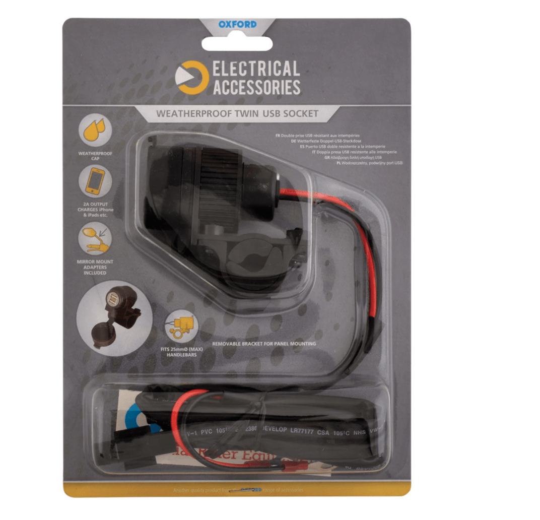 The Oxford EL102 Dual Port USB charger product. 