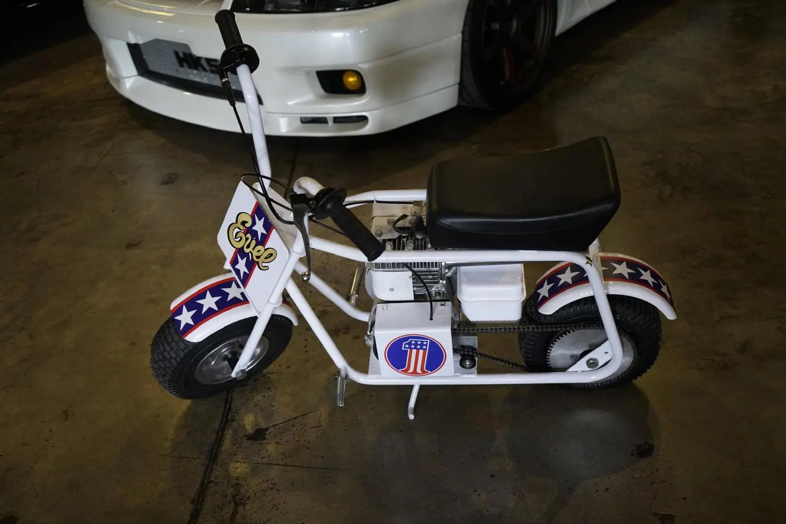A Ruttman minibike with Knievel paintwork