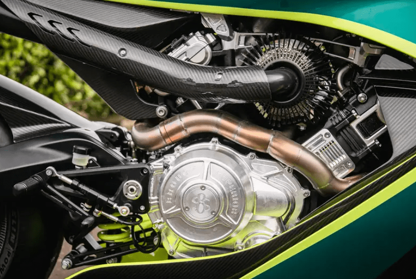 Carbon fibre parts on the Aston Martin Brough Superior AMB 001 Pro. Credit: Iconic Auctioneers.