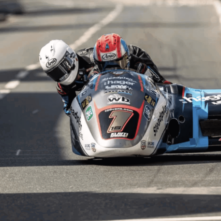 Ben Birchall and Kevin Rousseau at the 2023 Manx GP.