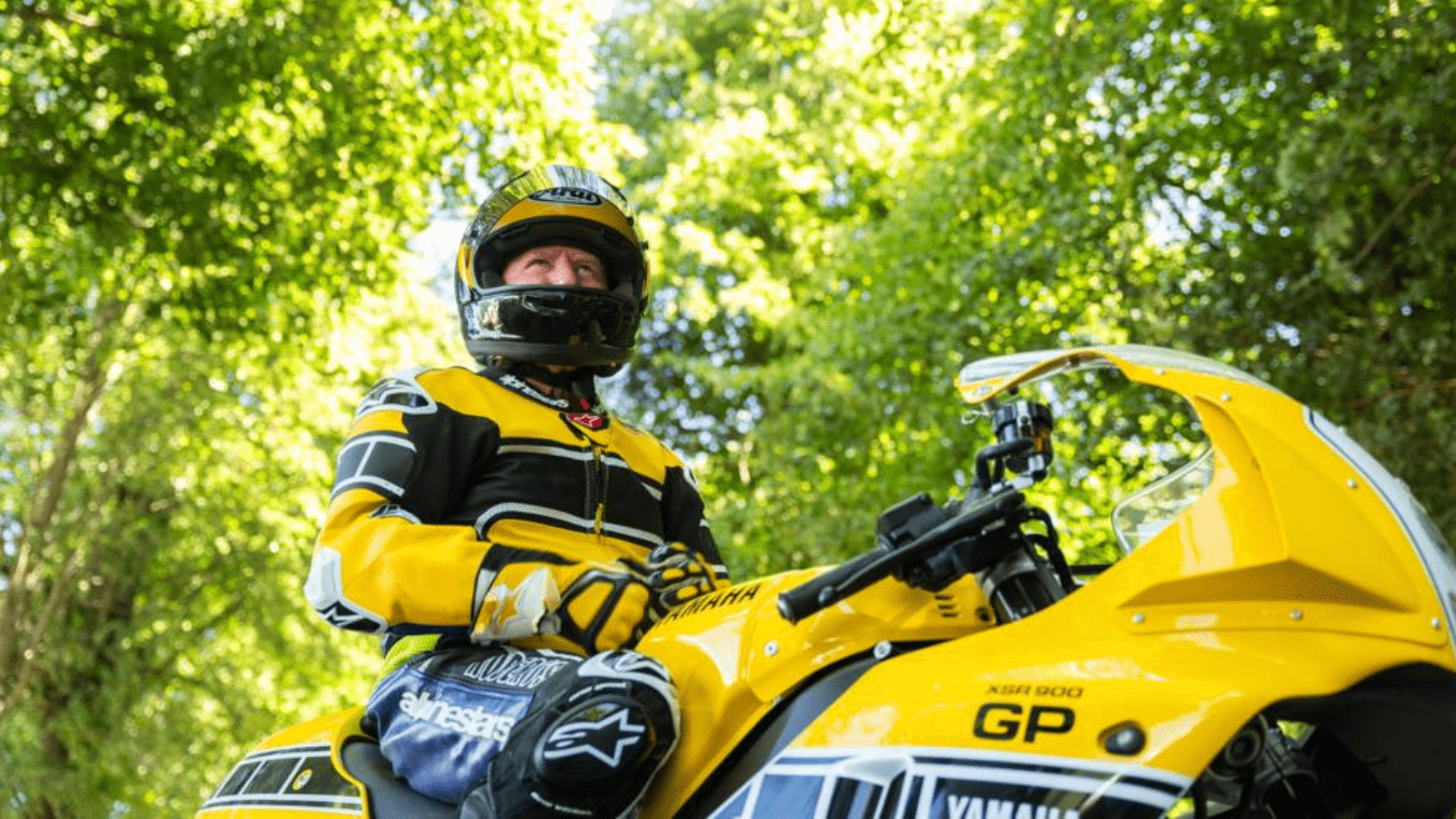 Kenny Roberts with a Yamaha XSR900 GP at Goodwood.