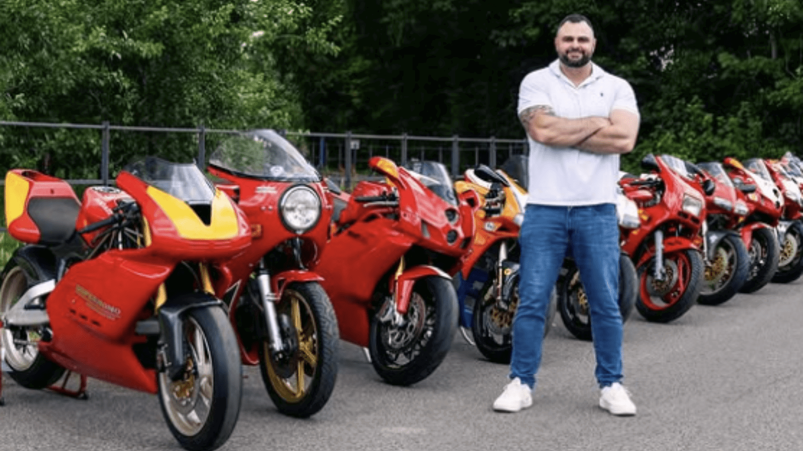 Lee Khouri and his Ducati collection.
