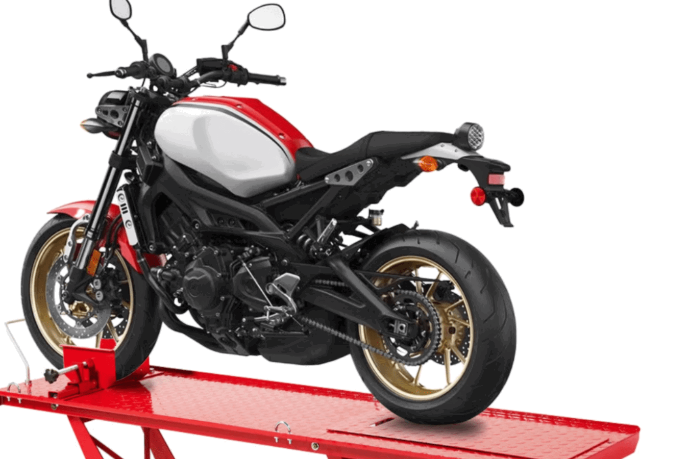 The Clarke CML7 360kg Motorcycle Lift in action.
