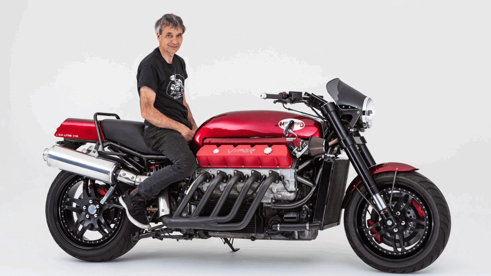 Allen Millyard sitting on the Viper V10. Credit: H&H Classics.