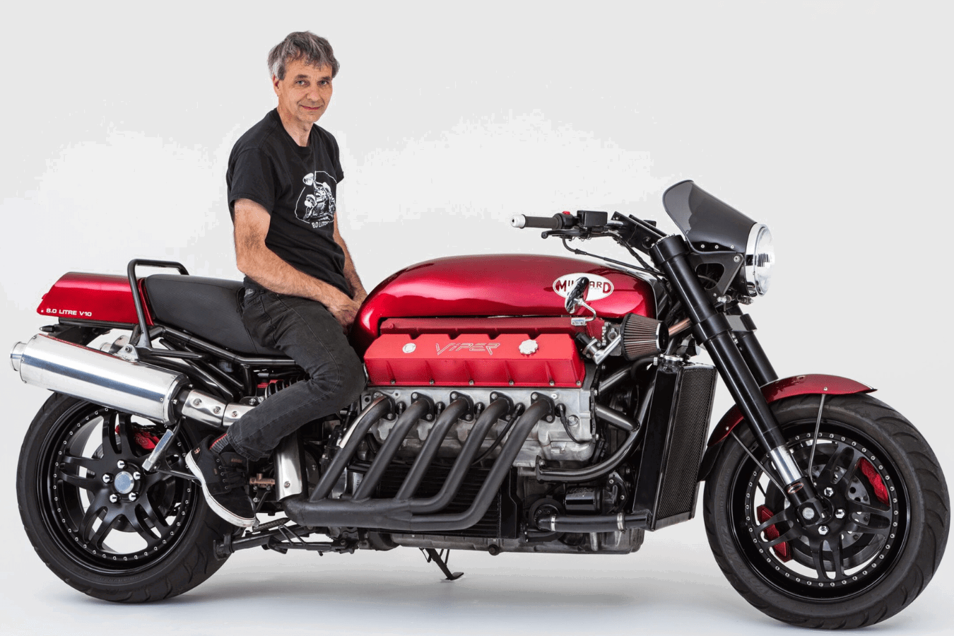 Allen Millyard sitting on the Viper V10. Credit: H&H Classics.