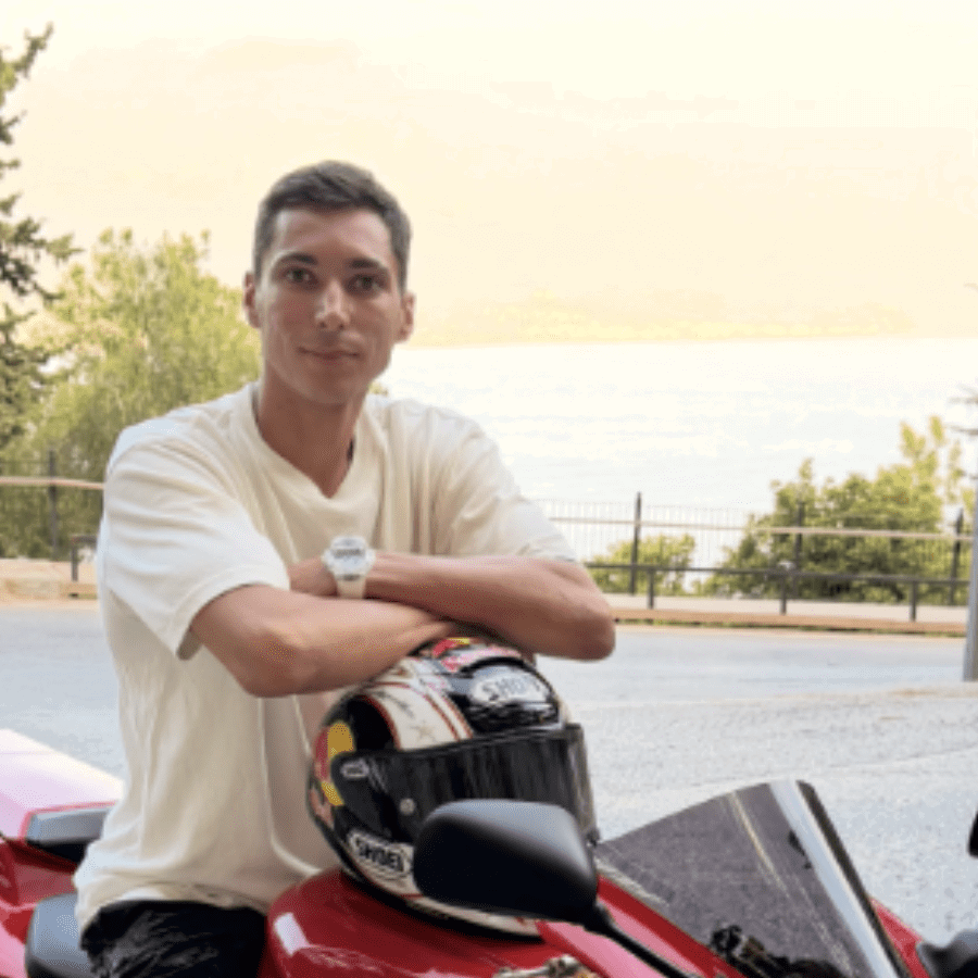 Toprak Razgatlioglu sitting on a Yamaha R1.