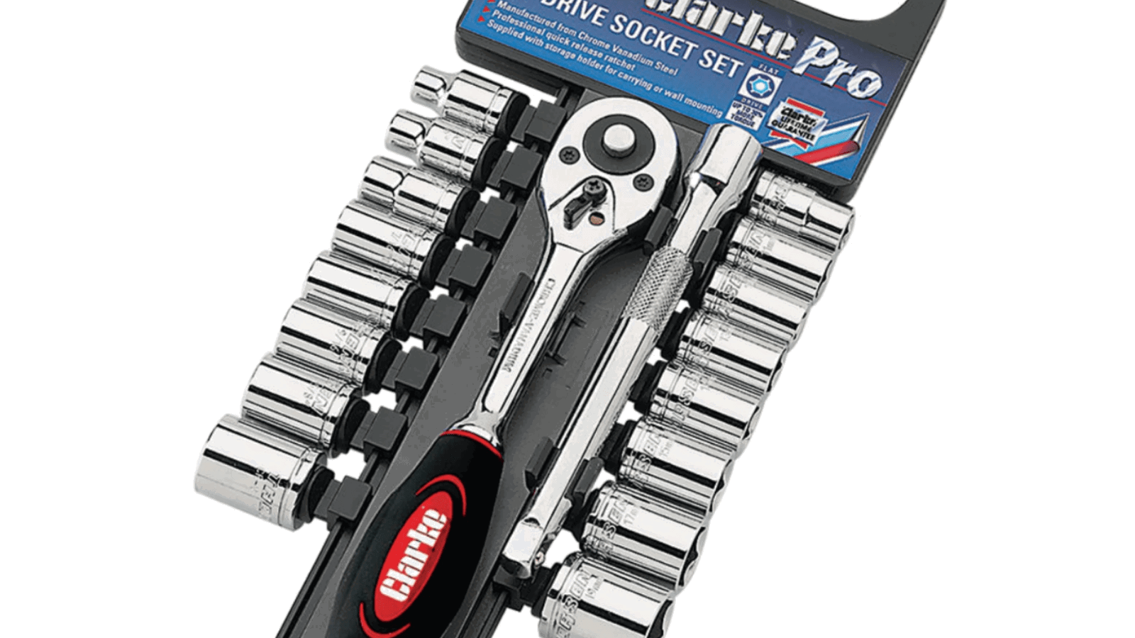The Clarke PRO357 18-Piece 3/8" Drive Socket Set from Machine Mart.