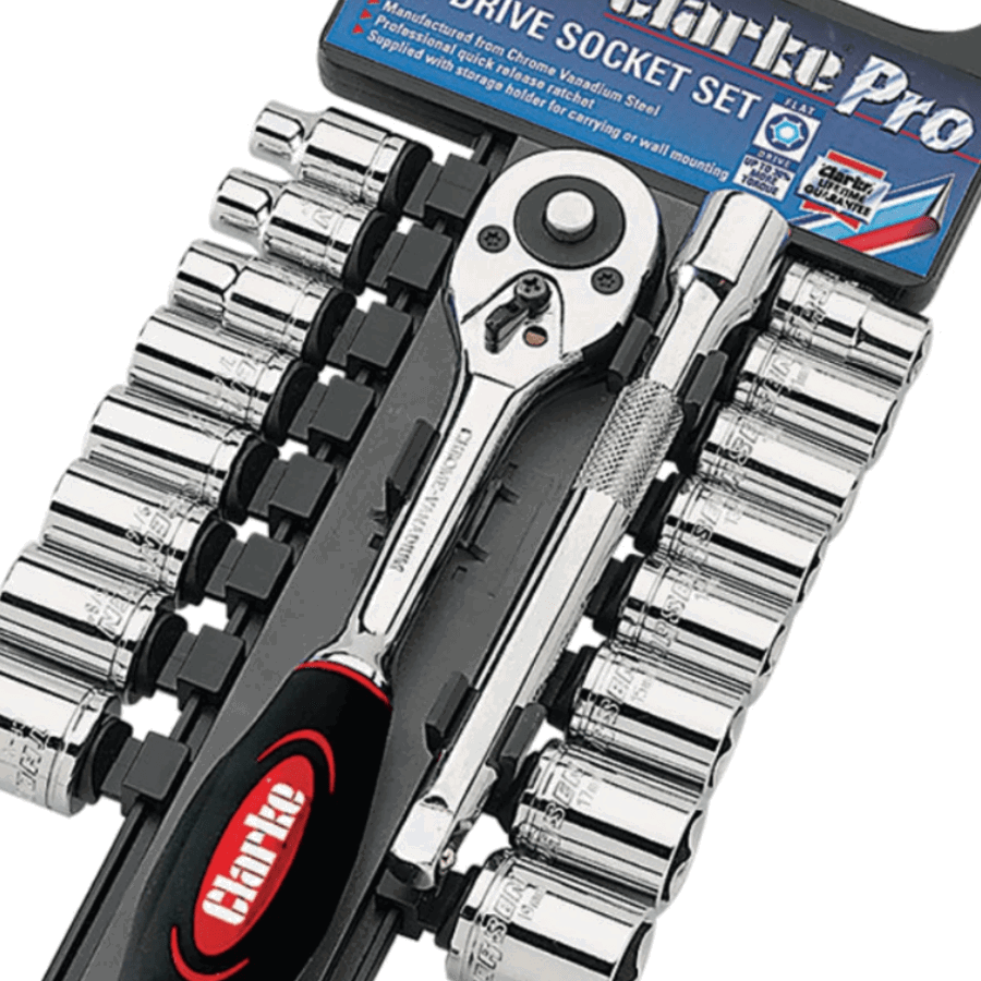 The Clarke PRO357 18-Piece 3/8" Drive Socket Set from Machine Mart.
