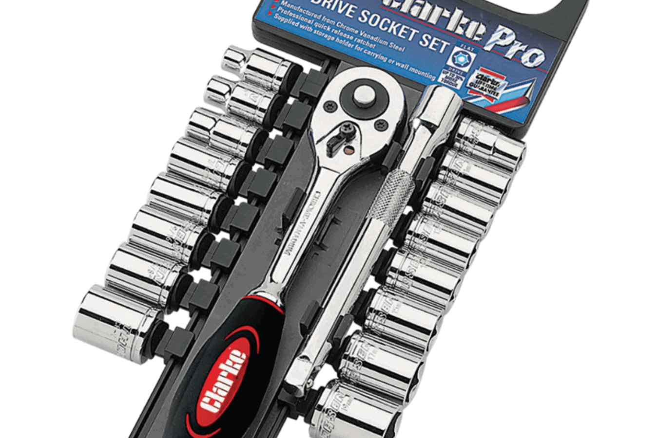 The Clarke PRO357 18-Piece 3/8" Drive Socket Set from Machine Mart.