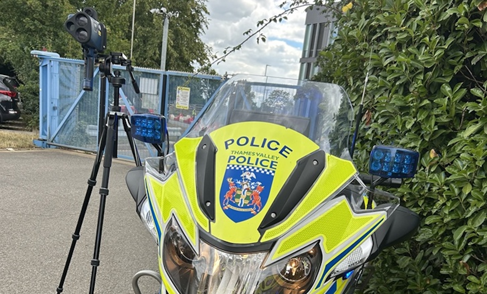 A Thames Valley Police bike with a safety camera