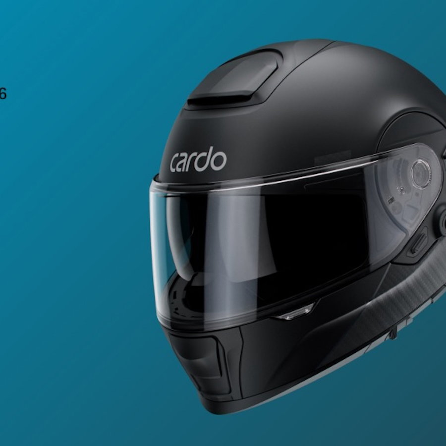 The Cardo Beyond GTS connected motorcycle helmet
