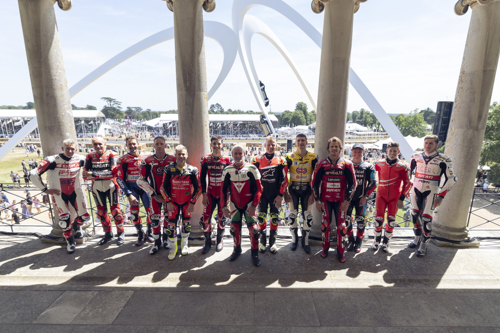 Past and present Ducati racers at Goodwood.