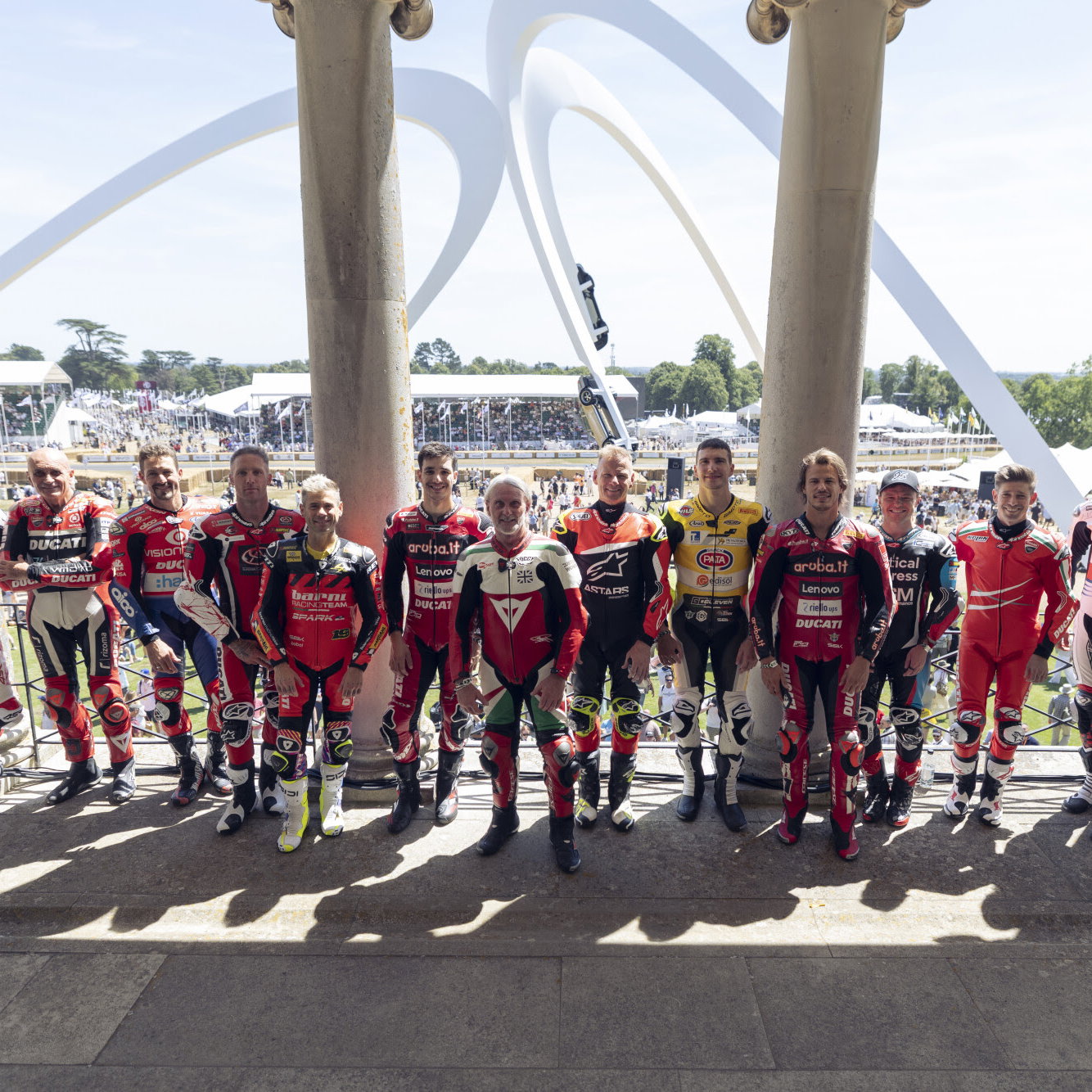 Past and present Ducati racers at Goodwood. 