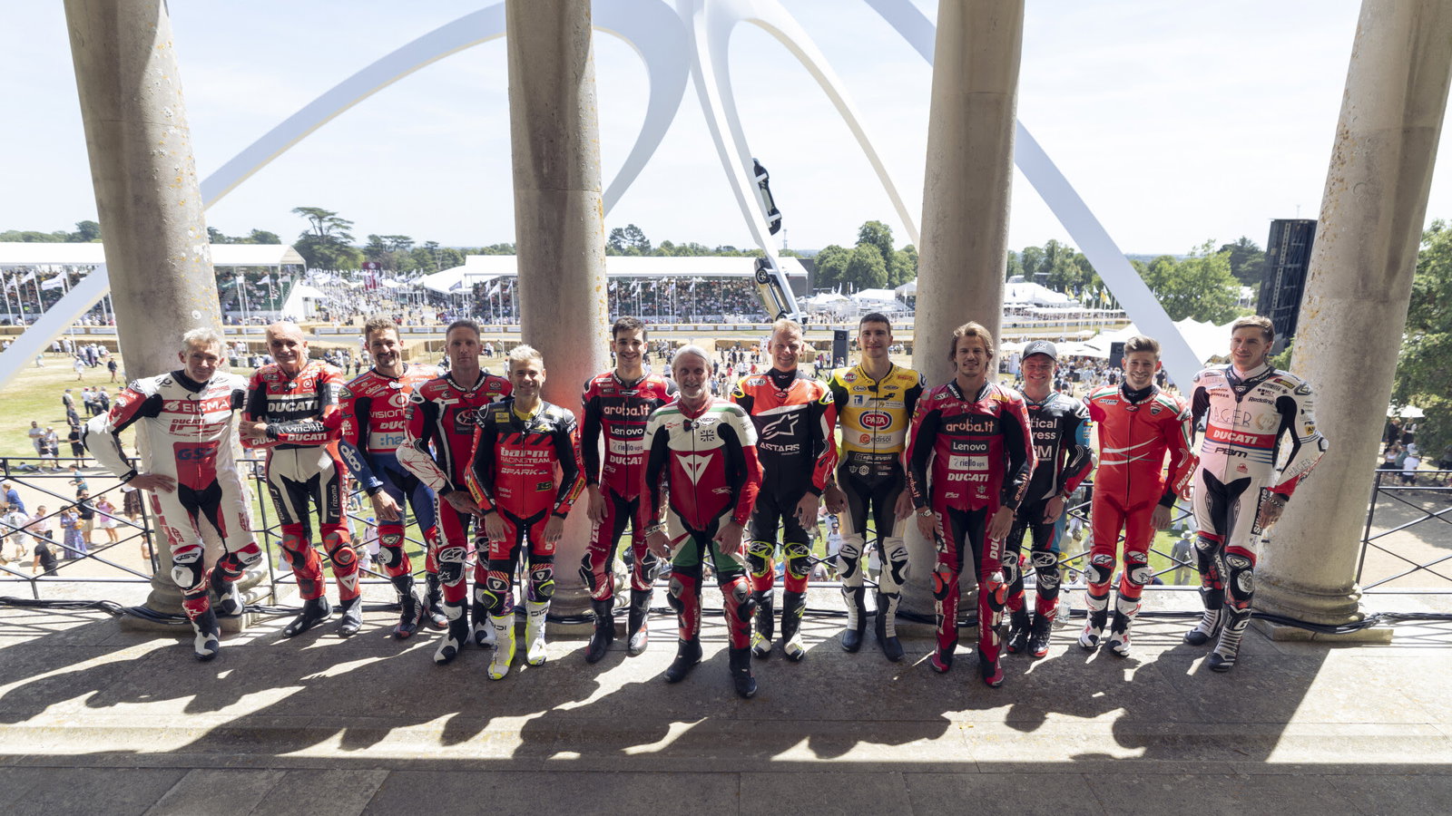 Past and present Ducati racers at Goodwood.