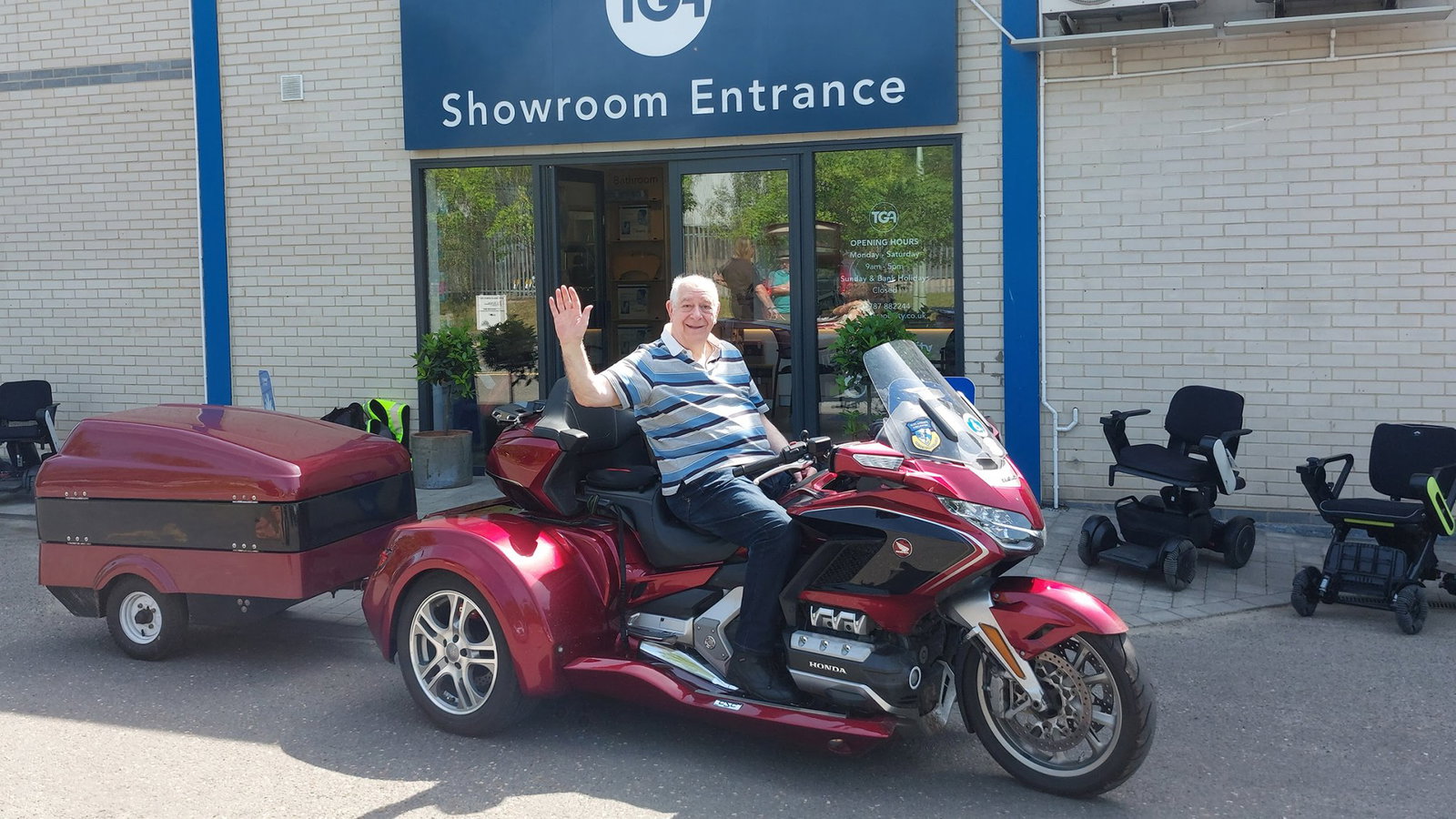 Max Jones sitting on his Honda Gold Wing trike.