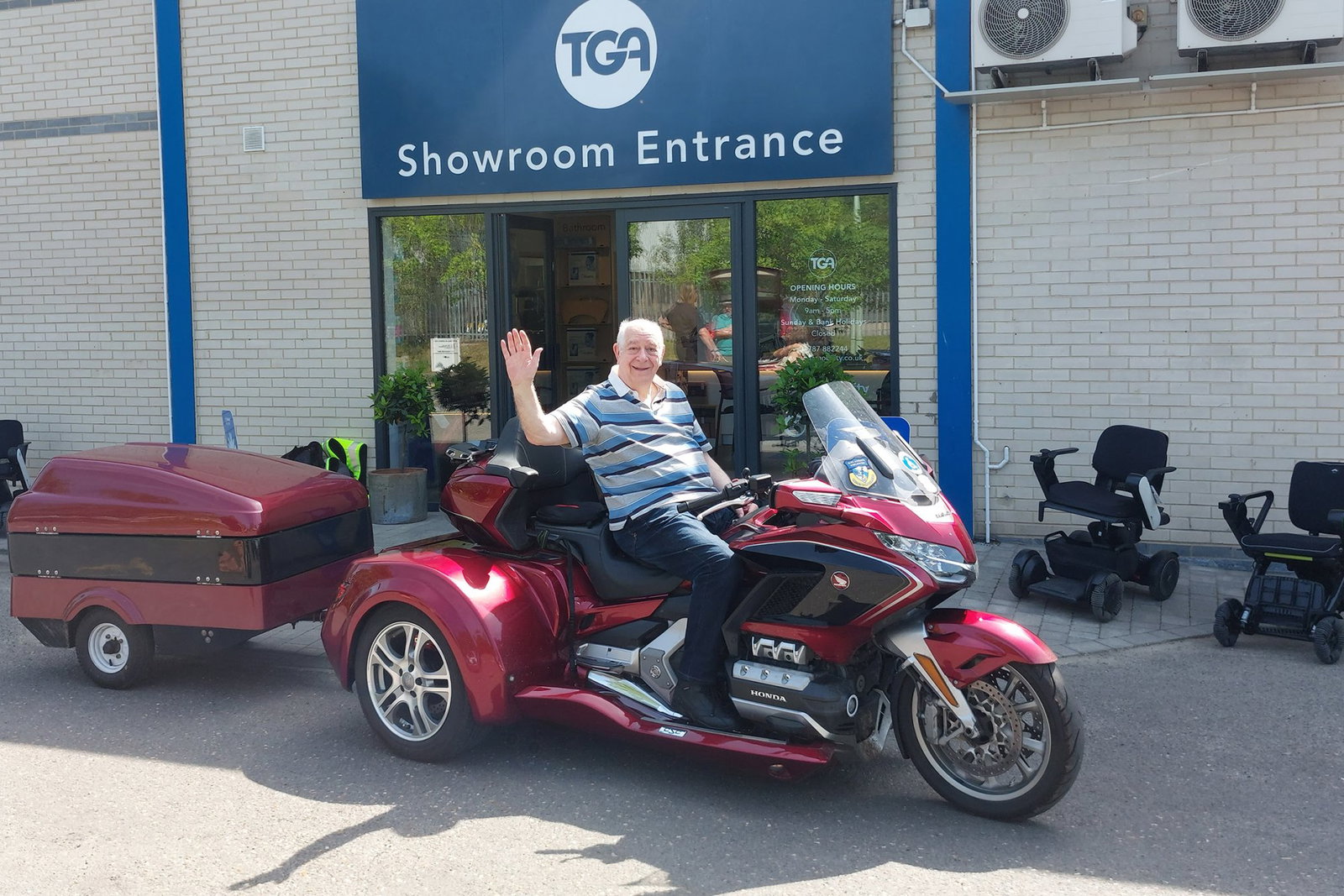 Max Jones sitting on his Honda Gold Wing trike.