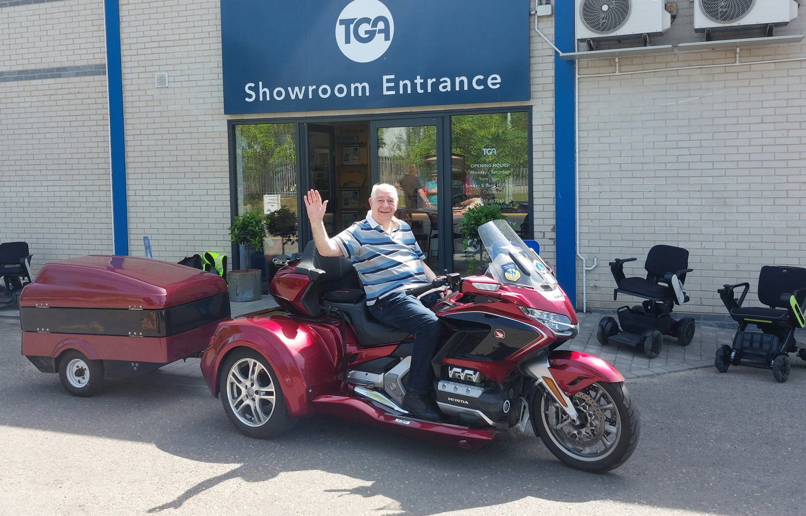 Max Jones sitting on his Honda Gold Wing trike.