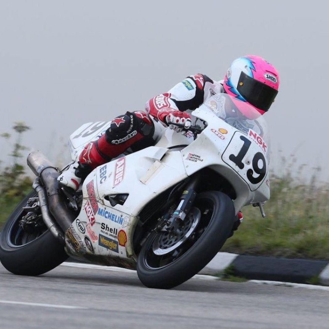 The Norton Rotary 'White Charger' racing at the Isle of Man TT