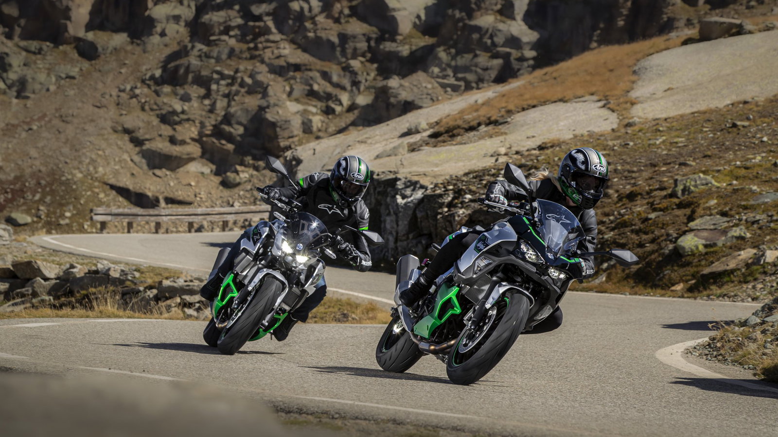 Two Kawasaki hybrid motorcycles