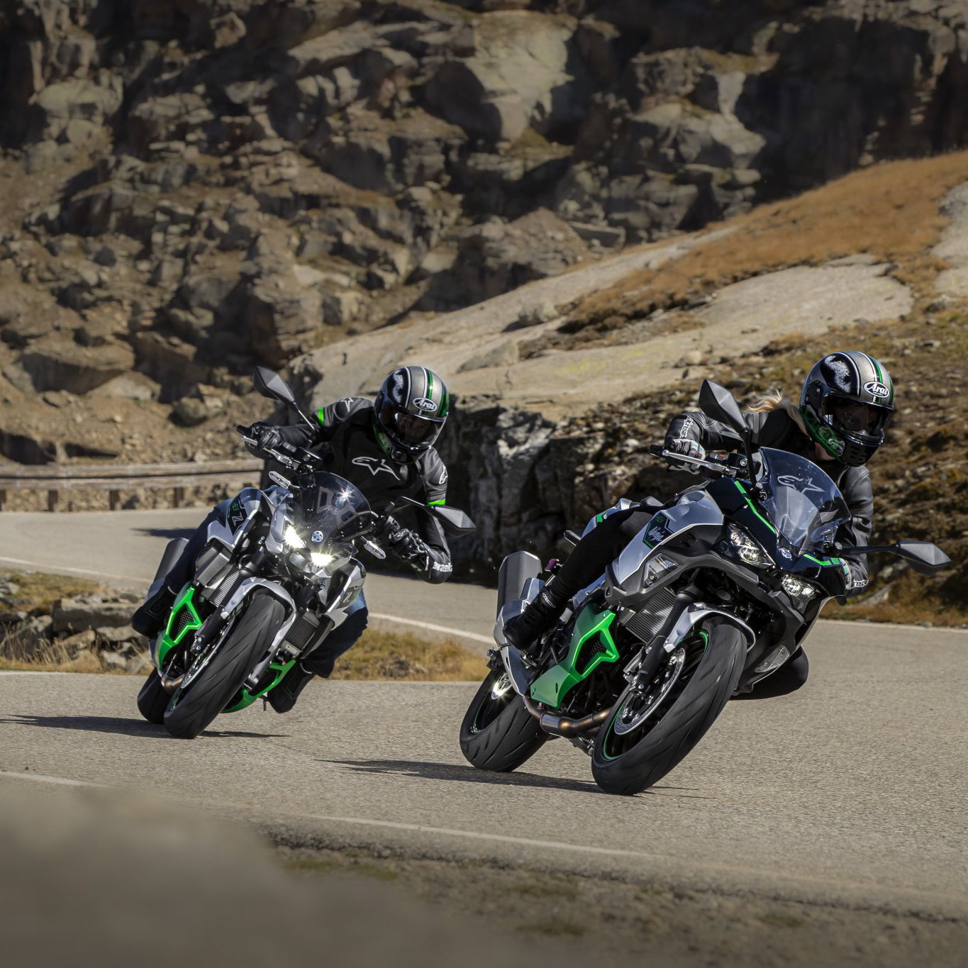 Two Kawasaki hybrid motorcycles
