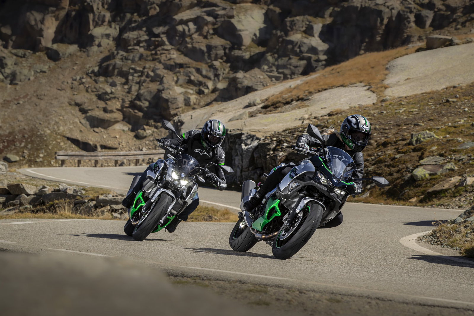 Two Kawasaki hybrid motorcycles