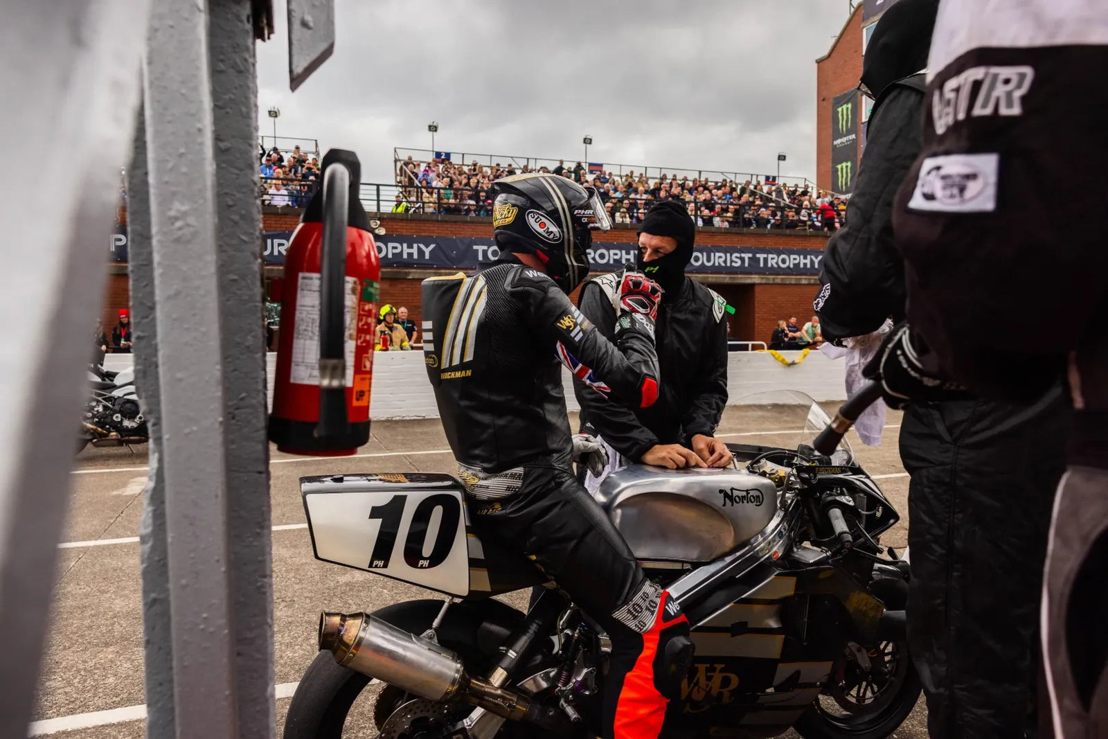 Peter Hickman in pit lane at the Classic TT. Credit: Isle of Man TT.