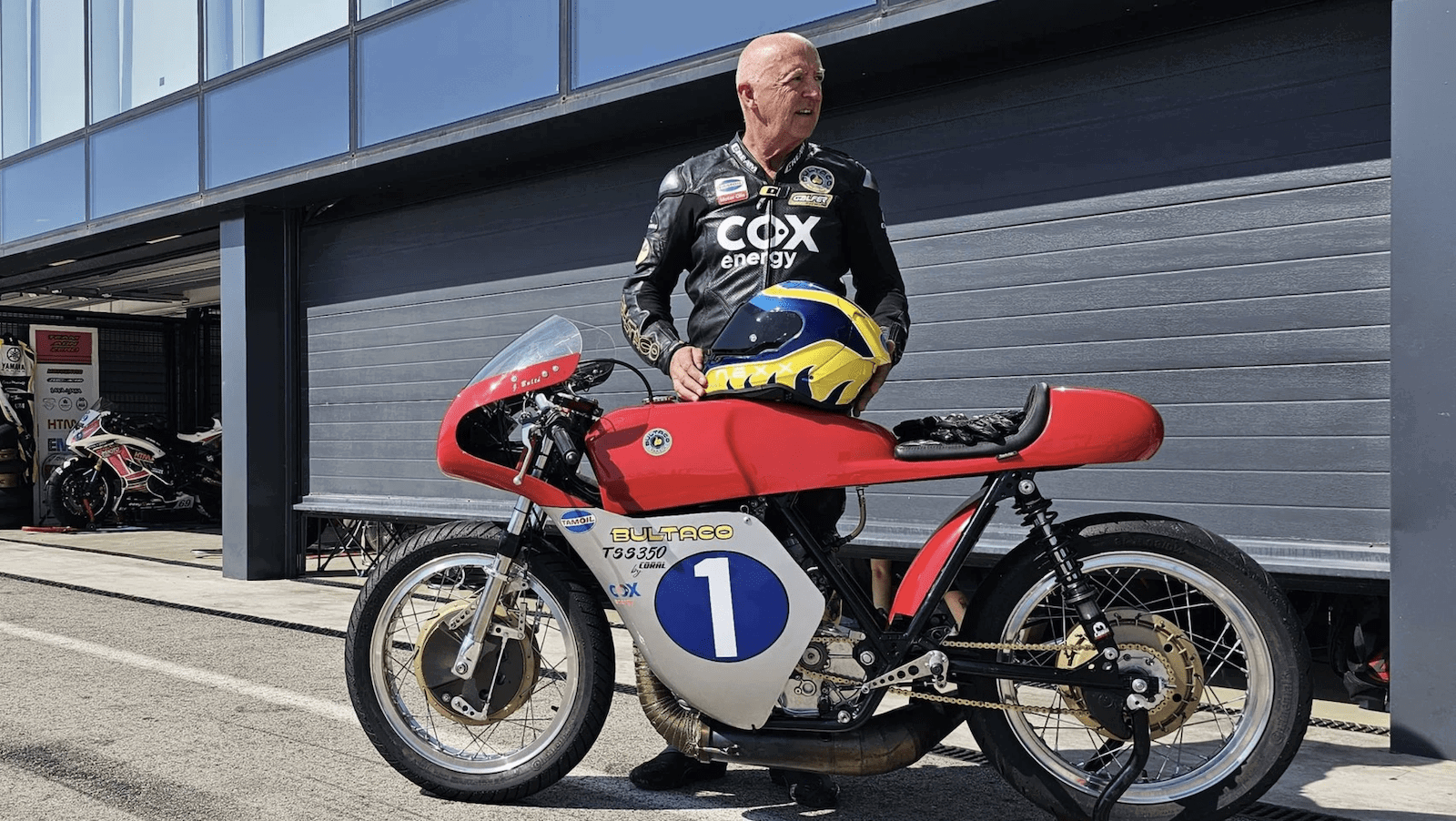 The Bultaco TSS350 undergoing testing at Jerez