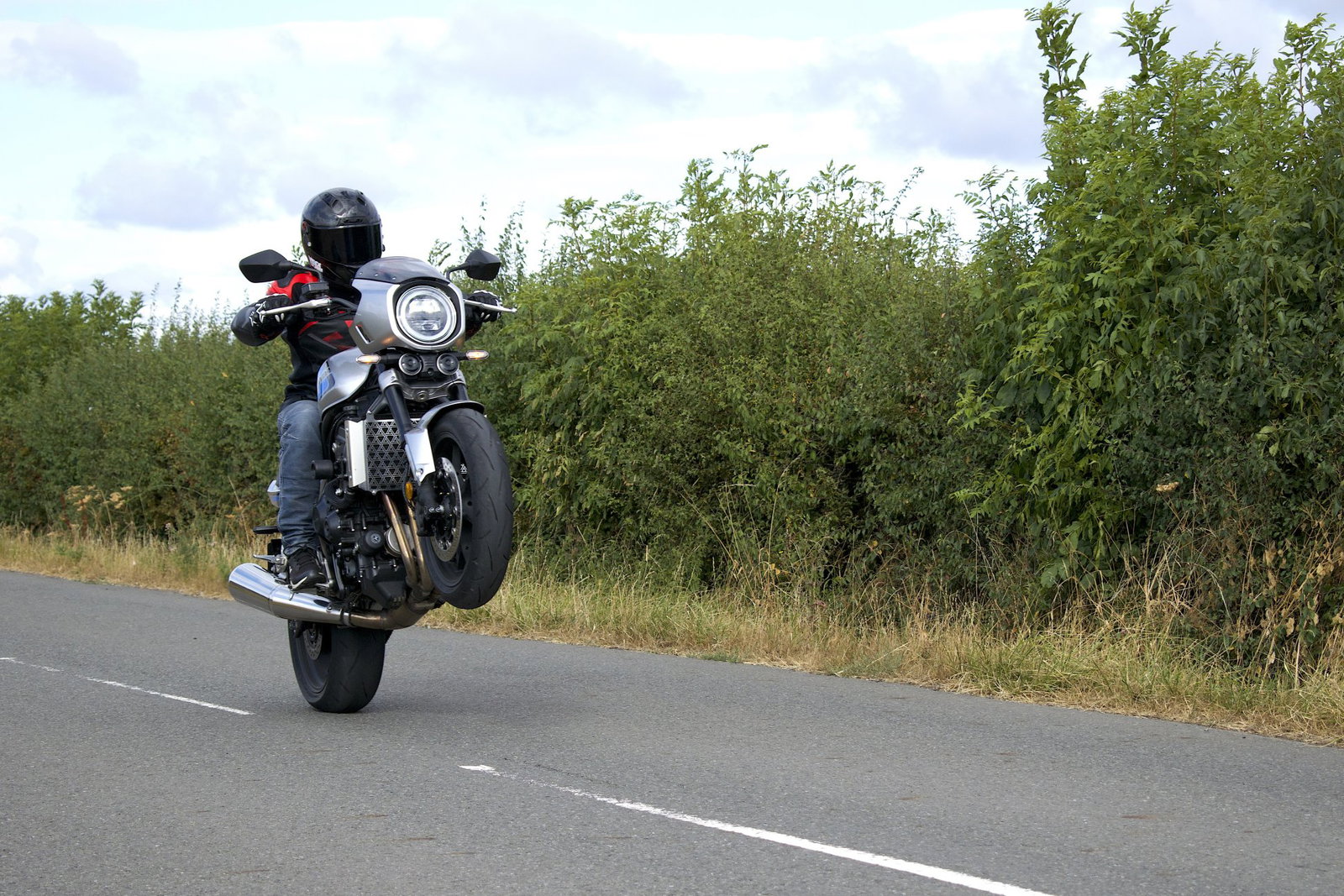 The Honda CB1000F pulling a wheelie