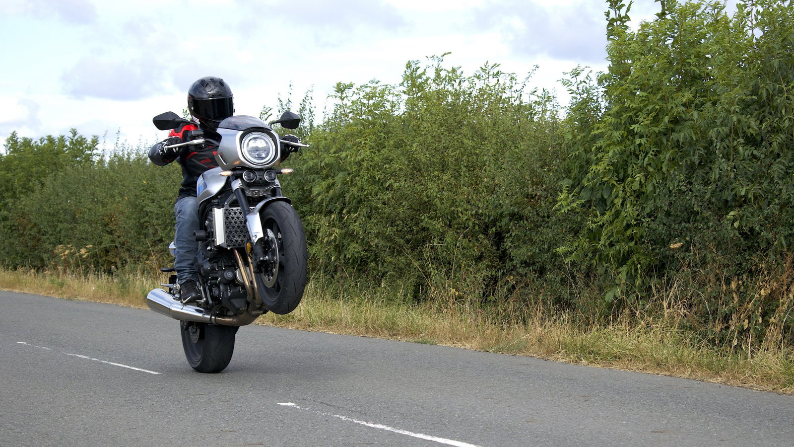 The Honda CB1000F pulling a wheelie