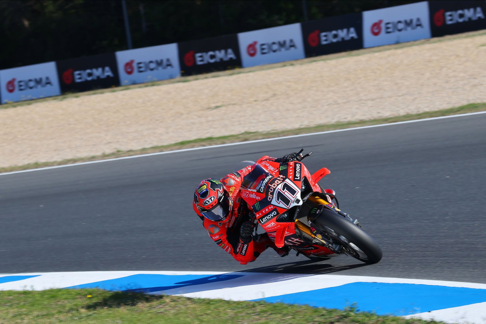 Nicolo Bulega riding his Ducati Panigale V4 R WorldSBK machine.
