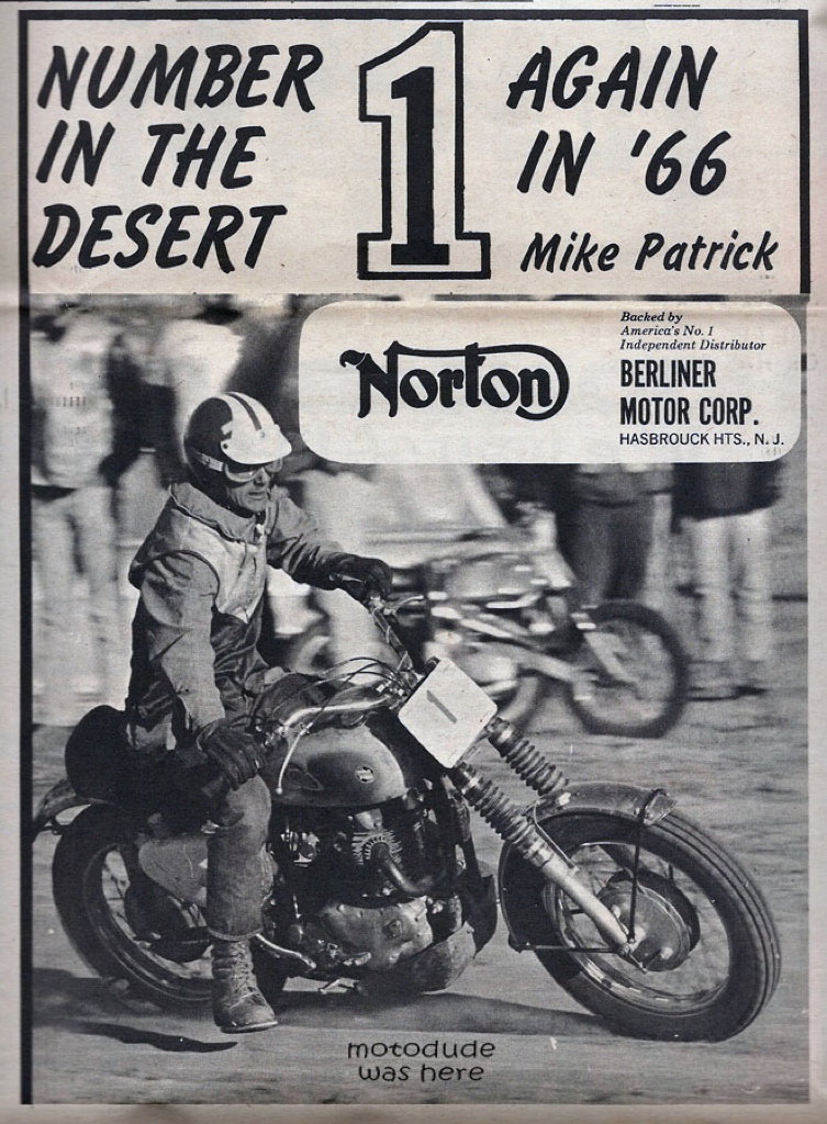 A Norton taking part in a desert race event