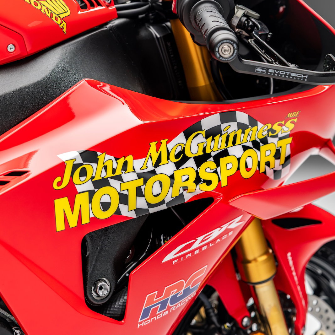 The fairing of the John McGuinness 30th Anniversary Fireblade