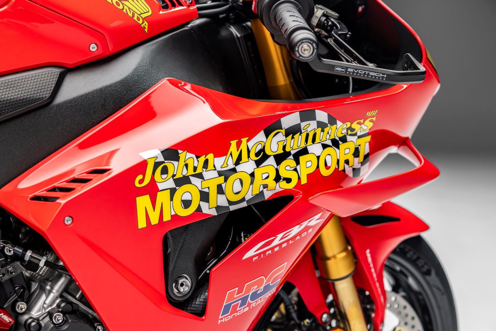 The fairing of the John McGuinness 30th Anniversary Fireblade