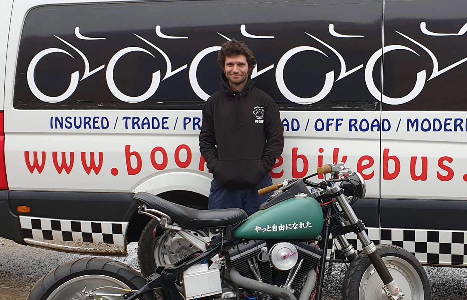 Guy Martin stood in front of The Bike Bus