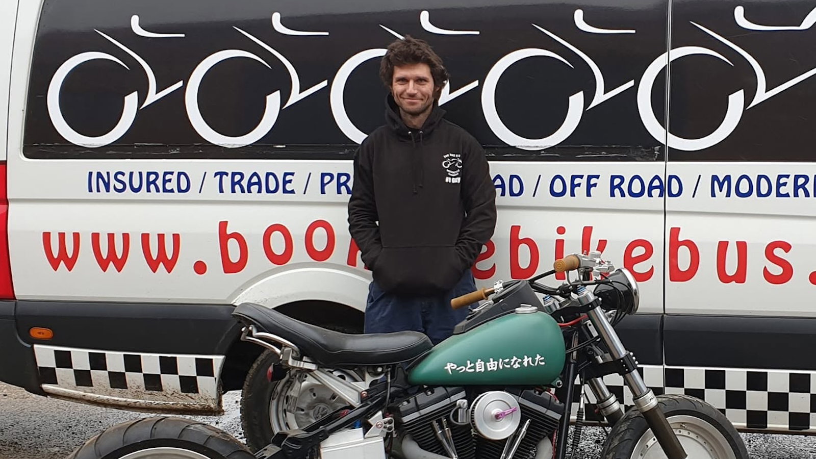Guy Martin stood in front of The Bike Bus