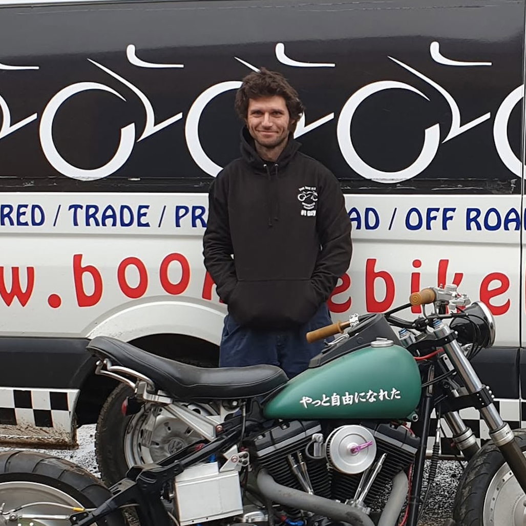 Guy Martin stood in front of The Bike Bus