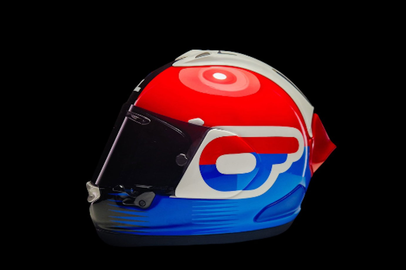 An MCL26 liveried Arai motorcycle helmet