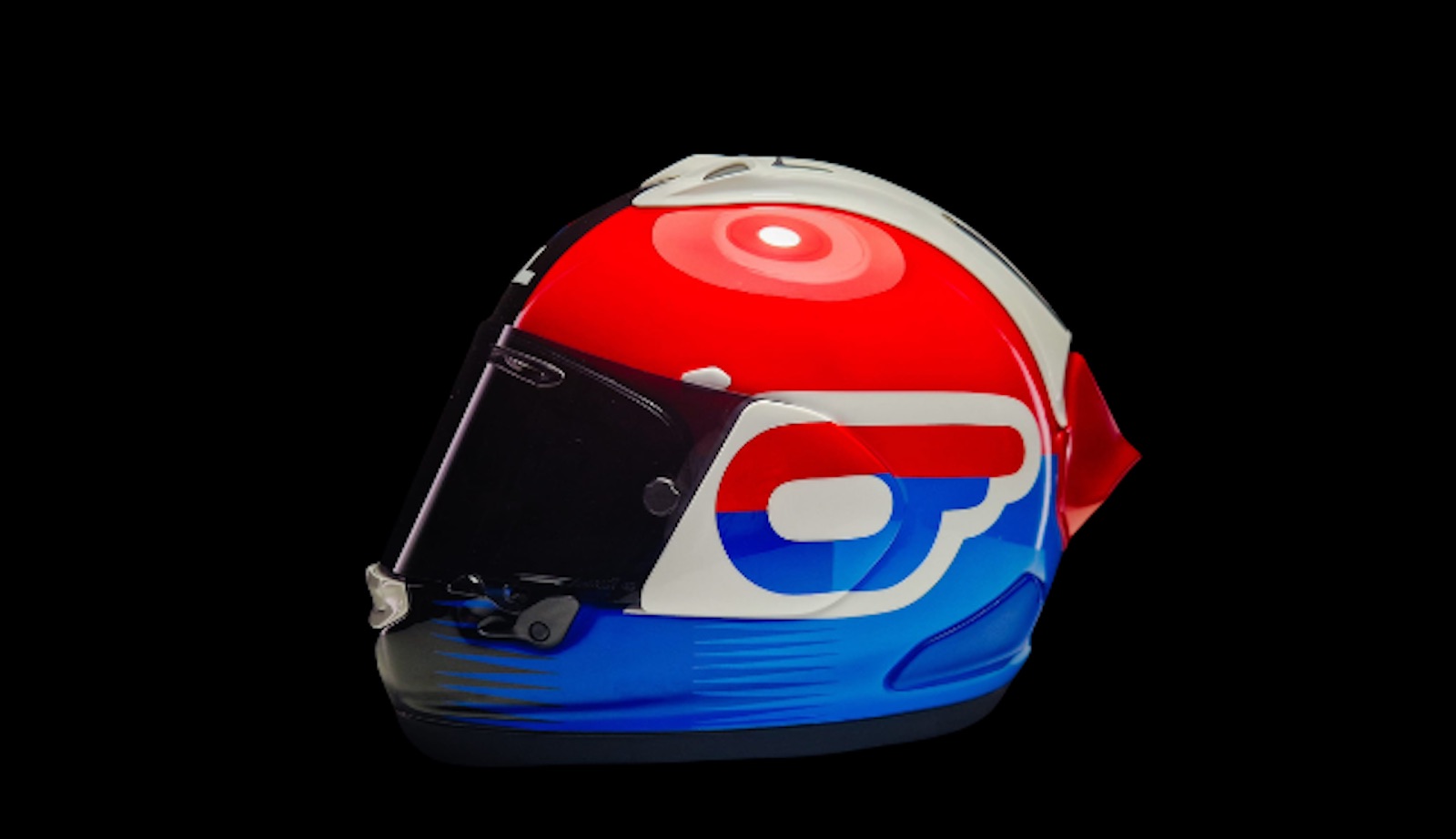 An MCL26 liveried Arai motorcycle helmet
