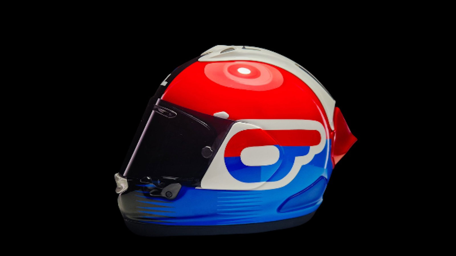 An MCL26 liveried Arai motorcycle helmet