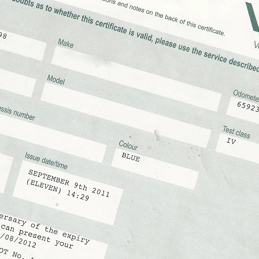 An MOT test certificate