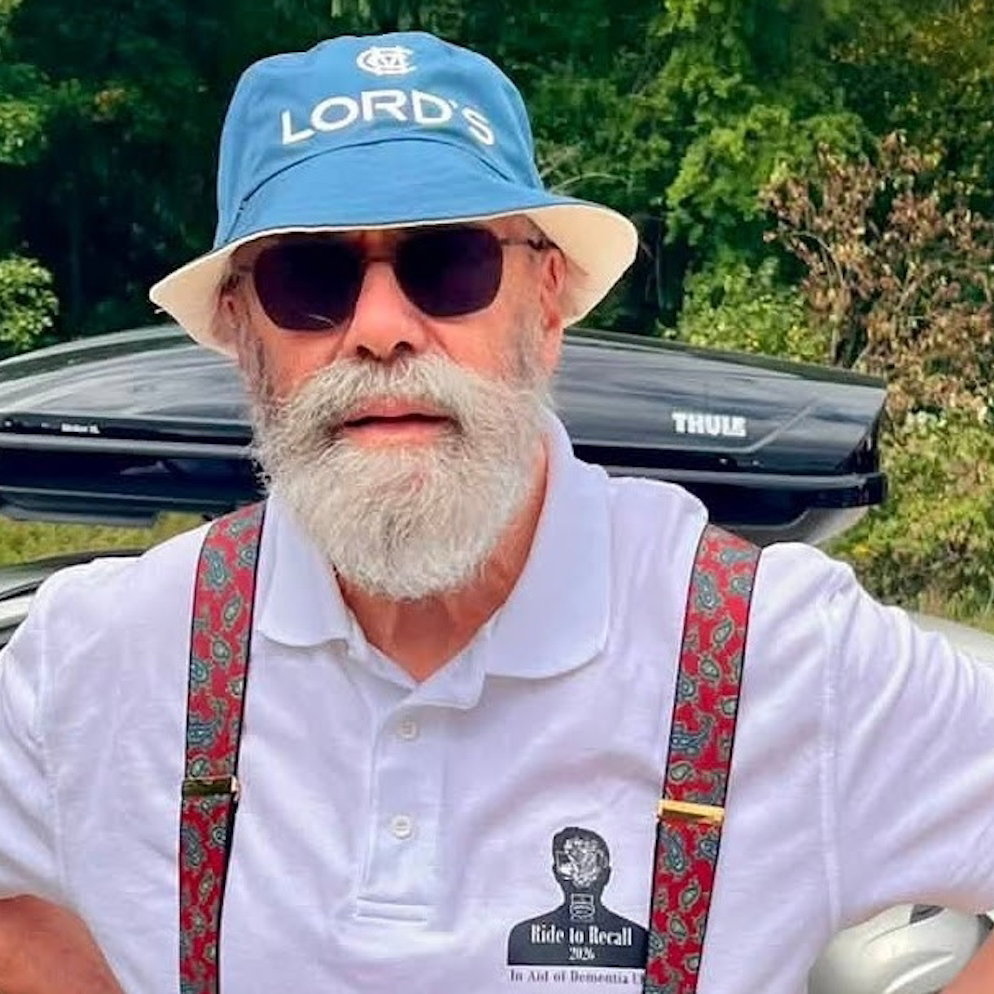 Norman Hyde wearing a Ride to Recall t-shirt