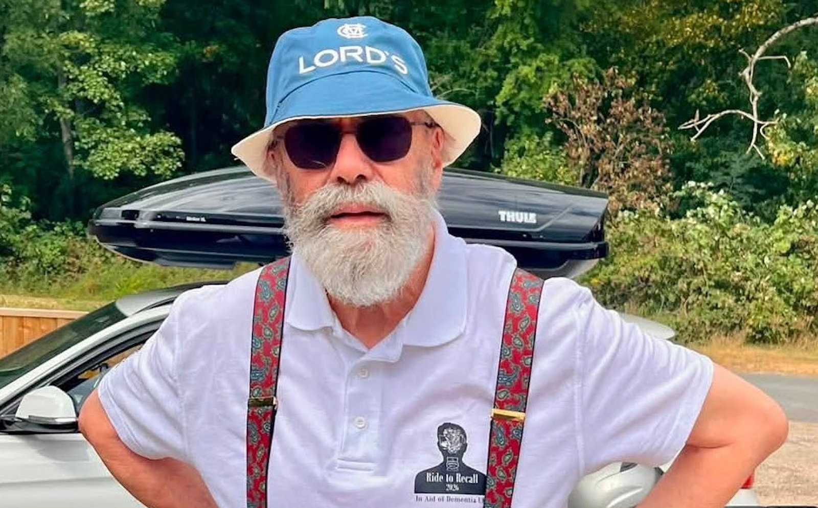 Norman Hyde wearing a Ride to Recall t-shirt