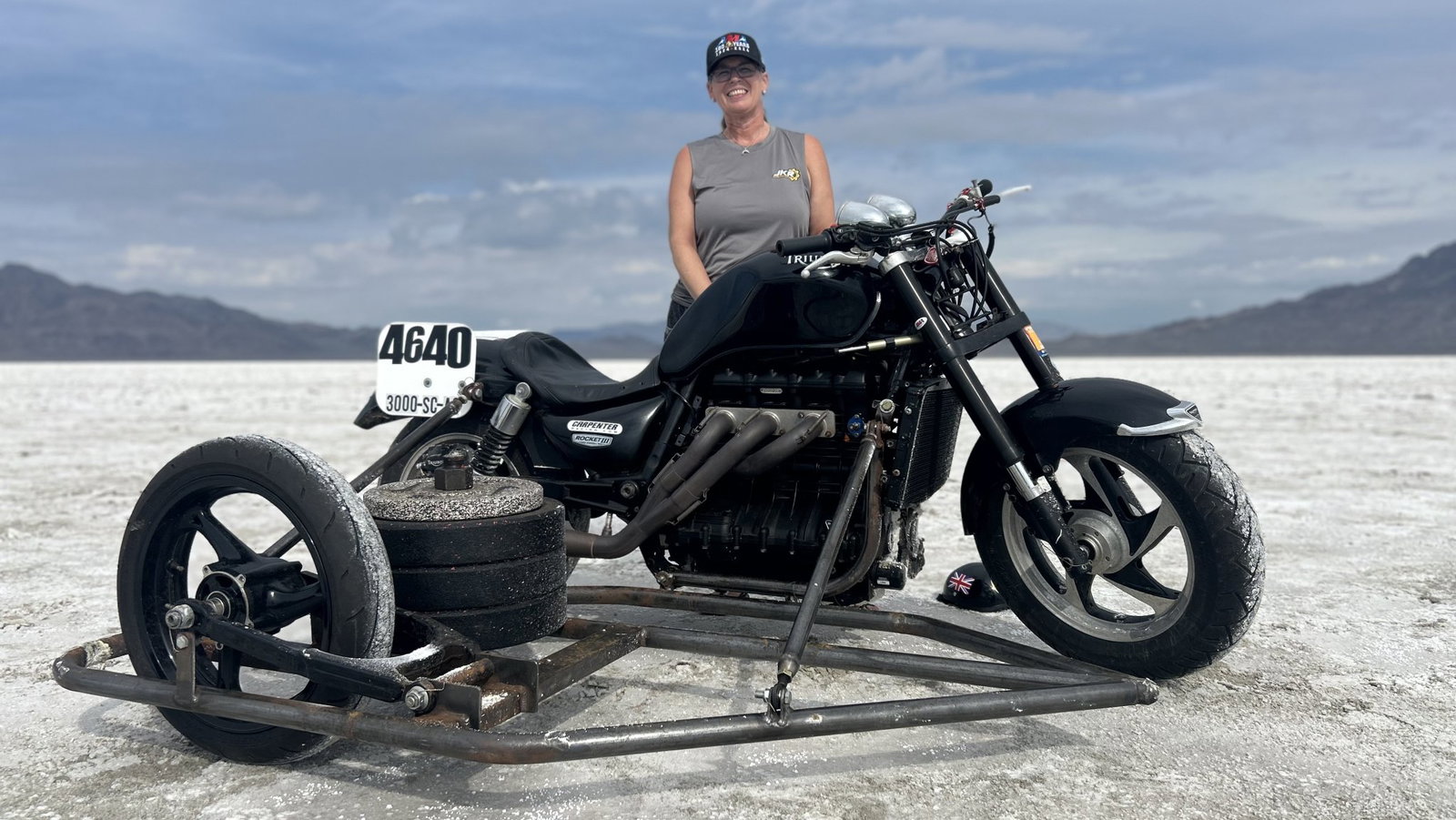 Liane Langlois and her Rocket III LSR sidecar outfit