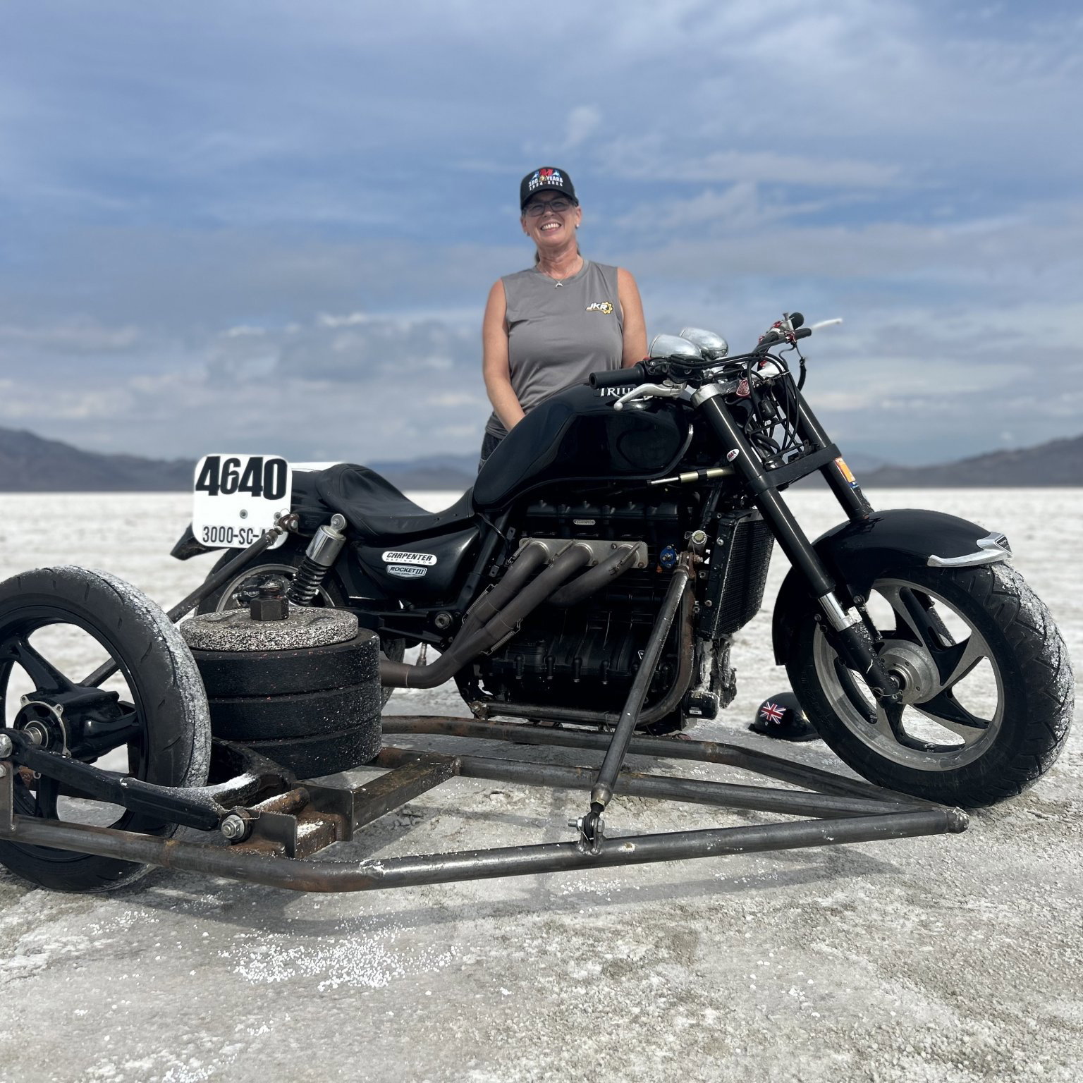 Liane Langlois and her Rocket III LSR sidecar outfit
