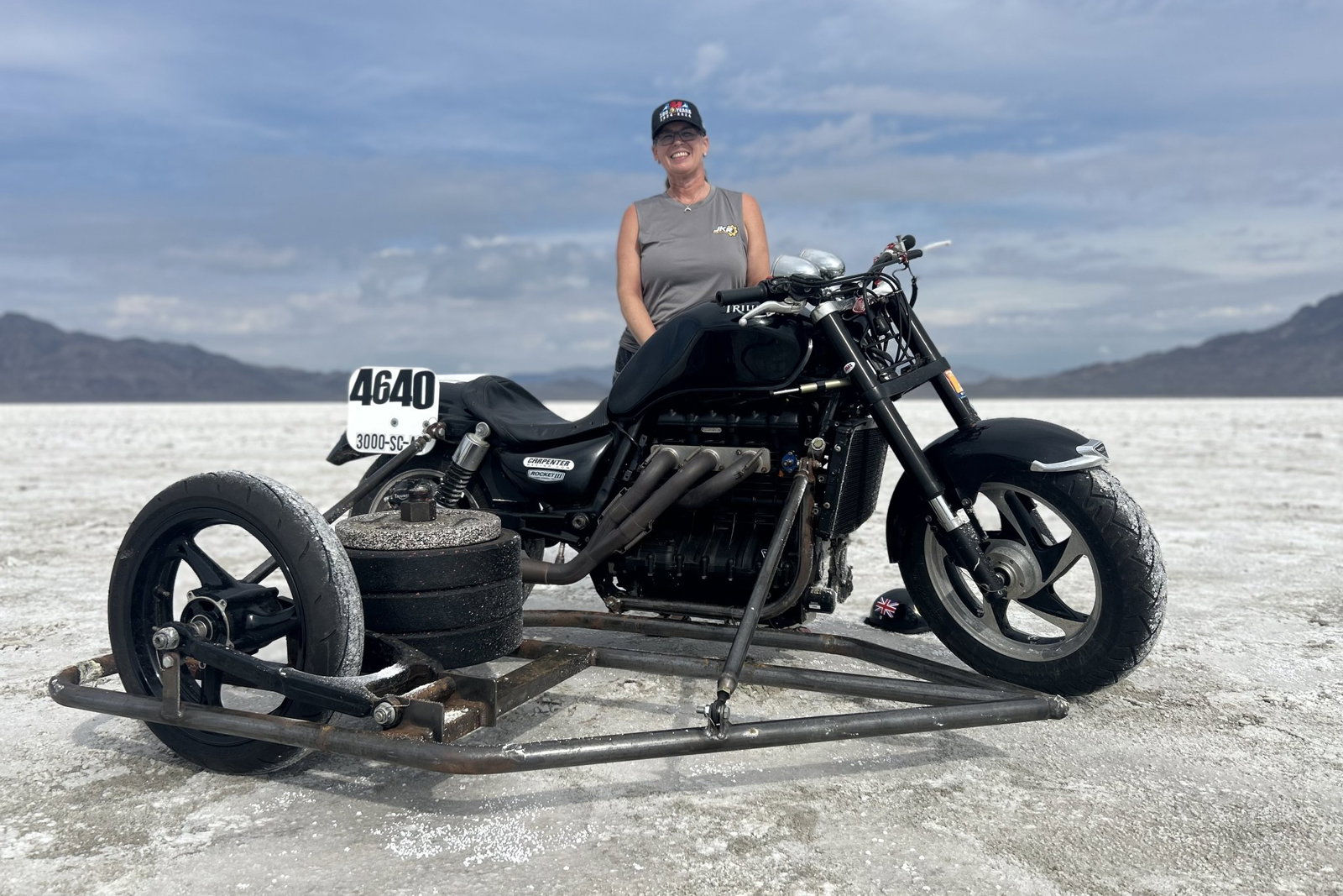 Liane Langlois and her Rocket III LSR sidecar outfit