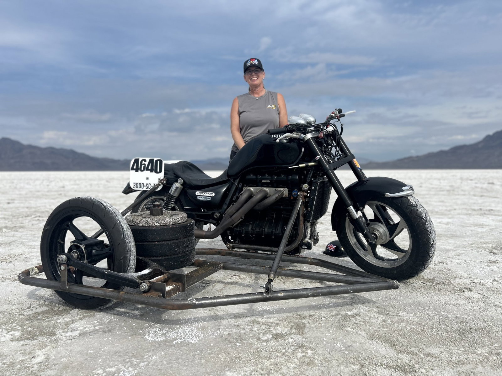 Liane Langlois and her Rocket III LSR sidecar outfit