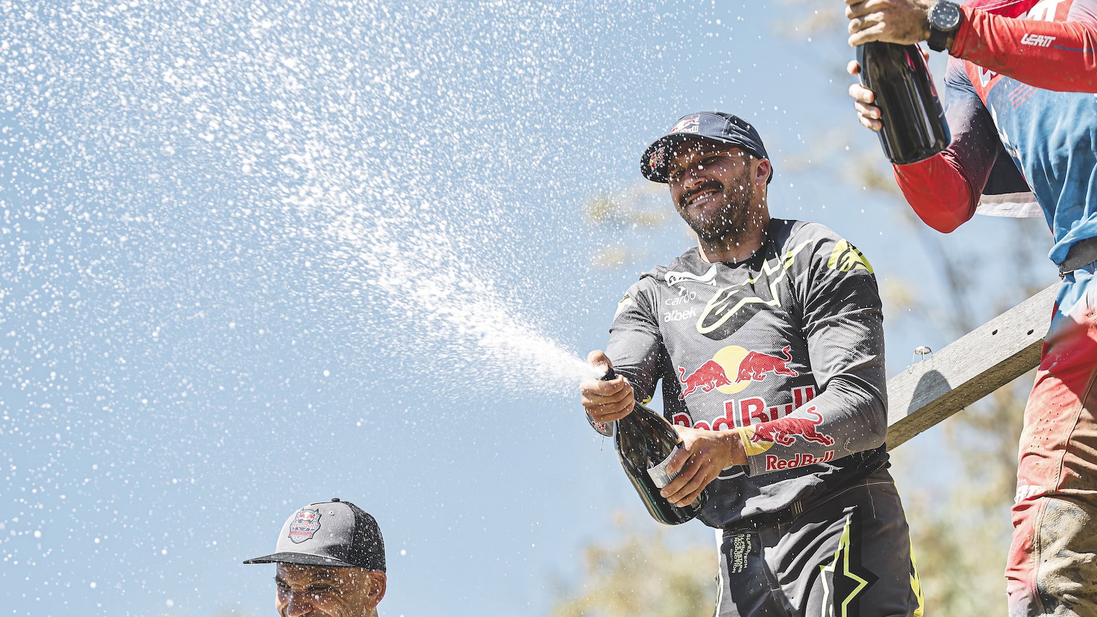 Sam Sunderland on the Red Bull Romaniacs podium