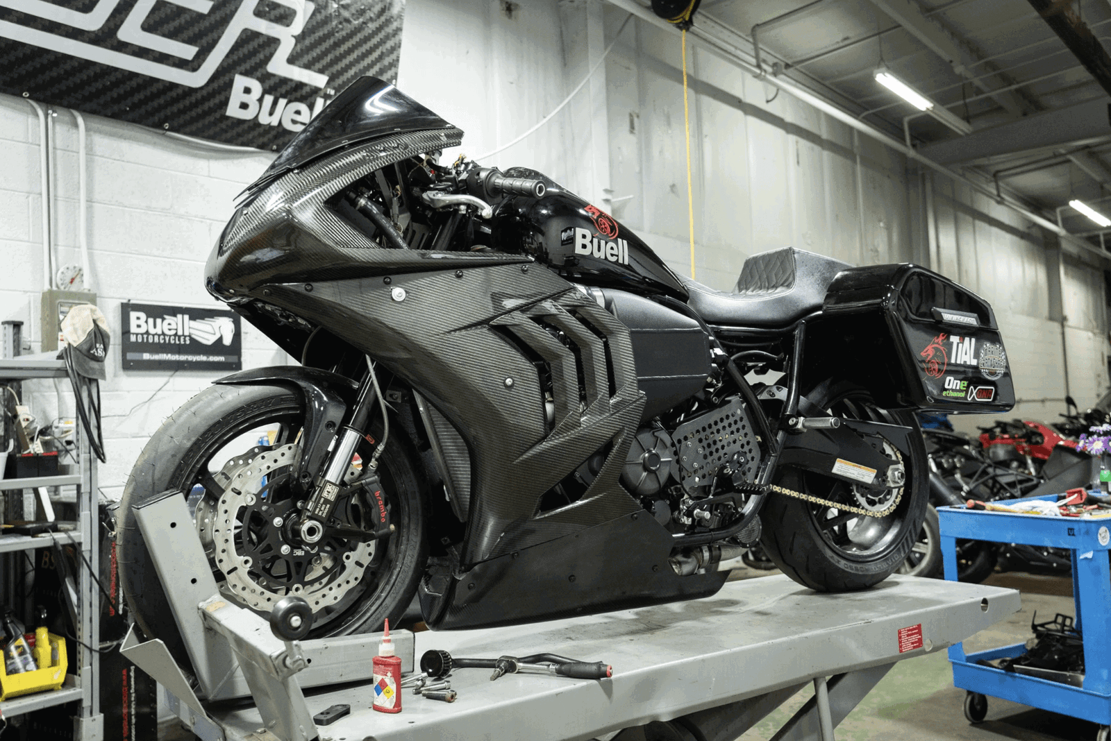 The Buell Leviathan on the work bench