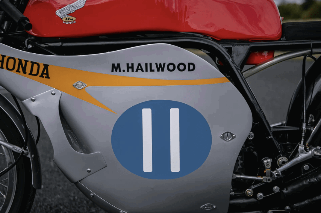 The original, restored ex-Mike Hailwood Honda from 1966. Credit: Iconic Auctioneers.